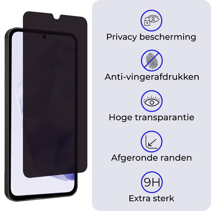 Forterra Samsung A35 Screenprotector Gehard Glas - Privacy