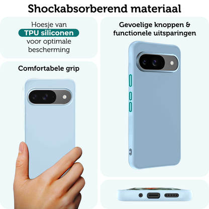 Forterra Google Pixel 10 Hoesje Siliconen Backcover Lichtgewicht - Lichtblauw