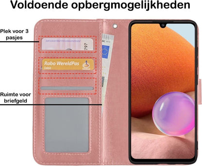 Forterra Samsung A32 5G Hoesje Bookcase Cover met Kaarthouder - Rosé goud