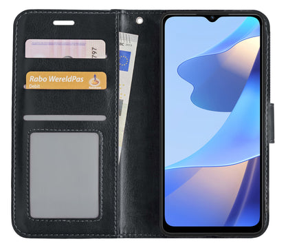 Forterra OPPO A16 Hoesje Bookcase Cover met Kaarthouder - Zwart