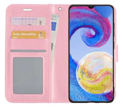 Forterra Samsung A04s Hoesje Bookcase Cover met Kaarthouder - Lichtroze