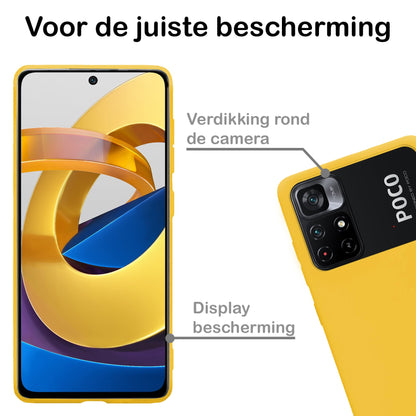 Forterra Xiaomi Poco M4 Pro 5G Hoesje Siliconen Backcover Lichtgewicht - Geel