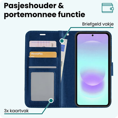 Forterra Samsung A37 Hoesje Bookcase Cover met Kaarthouder - Donkerblauw