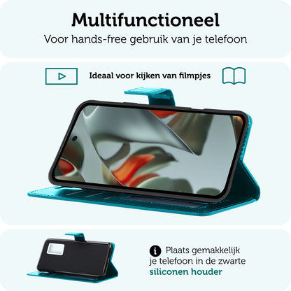 Forterra Google Pixel 9 Hoesje Bookcase Cover met Kaarthouder - Turquoise