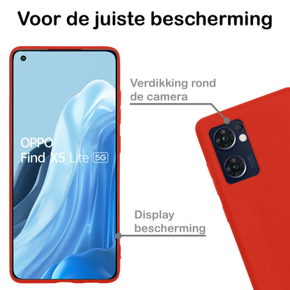 Forterra OPPO Find X5 Lite Hoesje Siliconen Backcover Lichtgewicht - Rood
