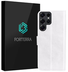 Forterra Samsung S25 Ultra Hoesje Bookcase Cover met Kaarthouder - Wit