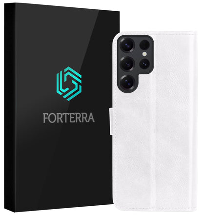 Forterra Samsung S25 Ultra Hoesje Bookcase Cover met Kaarthouder - Wit