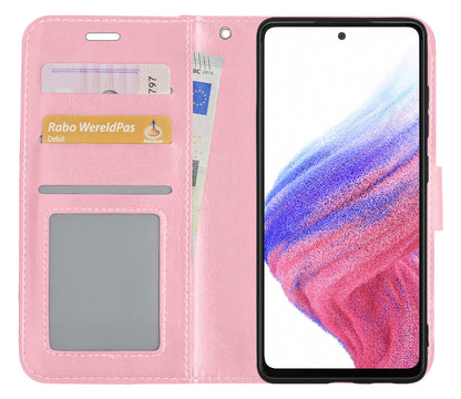 Forterra Samsung A53 Hoesje Bookcase Cover met Kaarthouder - Lichtroze
