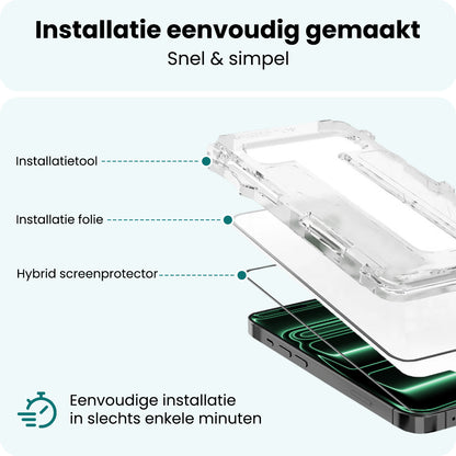 Forterra iPhone 17 Pro Max Screenprotector Flexibel Glas met Installatieframe