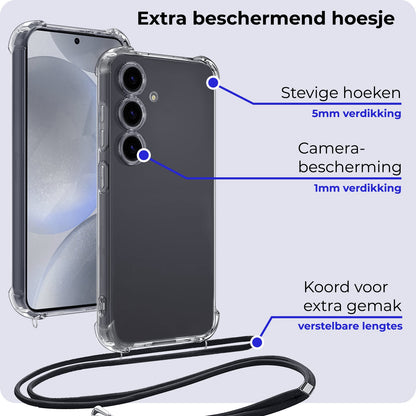 Forterra Samsung S24 Plus Hoesje met Koord Backcover Shockproof - Transparant