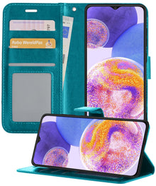 Forterra Samsung A23 Hoesje Bookcase Cover met Kaarthouder - Turquoise