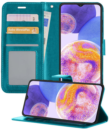 Forterra Samsung A23 Hoesje Bookcase Cover met Kaarthouder - Turquoise