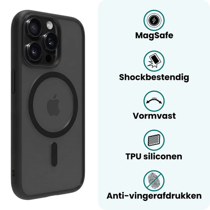 Forterra iPhone 15 Pro Hoesje Geschikt voor Magsafe Backcover Shockproof - Zwart