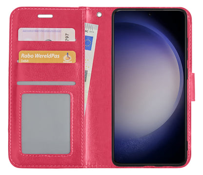 Forterra Samsung S23 Plus Hoesje Bookcase Cover met Kaarthouder - Donkerroze