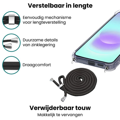 Forterra Samsung A37 Hoesje met Koord Backcover Shockproof - Transparant