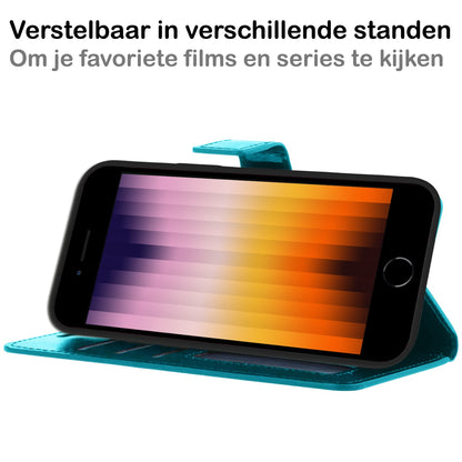 Forterra iPhone SE 2022 Hoesje Bookcase Cover met Kaarthouder - Turquoise