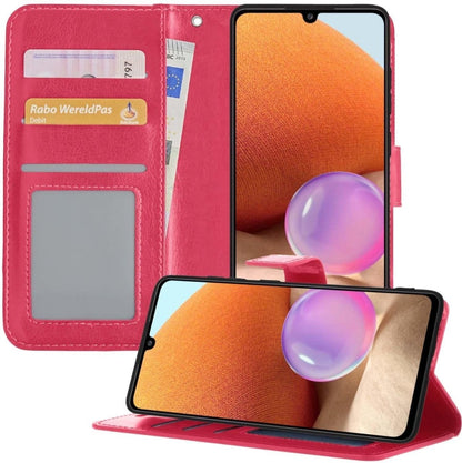 Forterra Samsung A32 5G Hoesje Bookcase Cover met Kaarthouder - Donkerroze