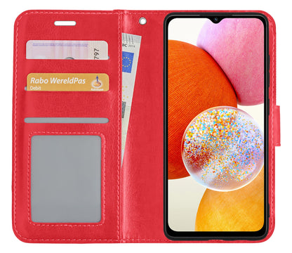 Forterra Samsung A14 Hoesje Bookcase Cover met Kaarthouder - Rood