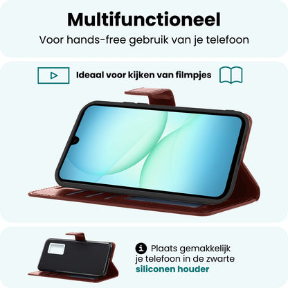 Forterra Samsung A17 Hoesje Bookcase Cover met Kaarthouder - Bruin