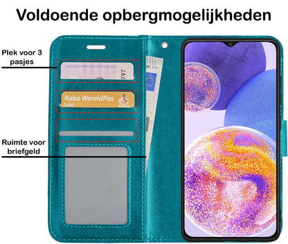 Forterra Samsung A23 Hoesje Bookcase Cover met Kaarthouder - Turquoise