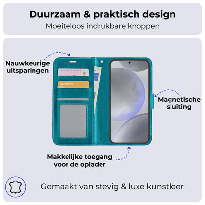 Forterra Samsung S24 Plus Hoesje Bookcase Cover met Kaarthouder - Turquoise