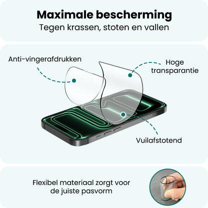 Forterra iPhone 17 Pro Screenprotector Flexibel Glas met Installatieframe
