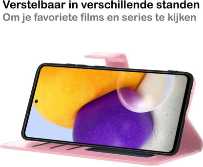 Forterra Samsung A72 5G Hoesje Bookcase Cover met Kaarthouder - Lichtroze