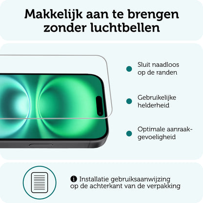 Forterra iPhone 16 Plus Screenprotector Gehard Glas - Volledige dekking