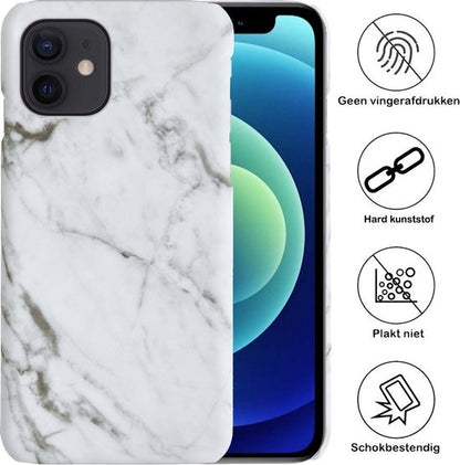 Forterra iPhone 12 Hoesje Marmer Hard Case Cover - Wit