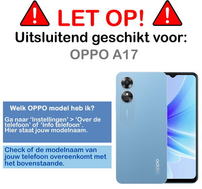 Forterra OPPO A17 Hoesje Bookcase Cover met Kaarthouder - Lichtroze