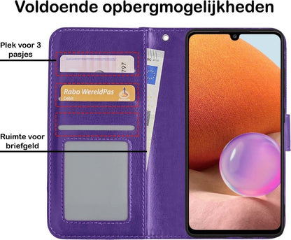 Forterra Samsung A32 5G Hoesje Bookcase Cover met Kaarthouder - Paars
