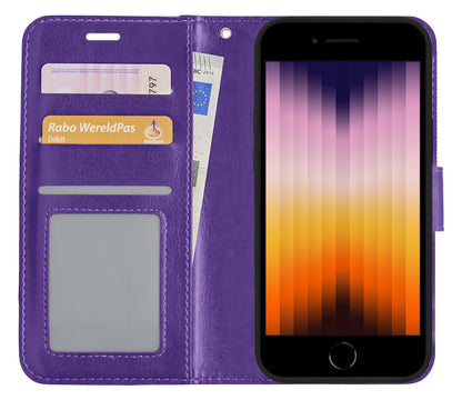 Forterra iPhone SE 2022 Hoesje Bookcase Cover met Kaarthouder - Paars