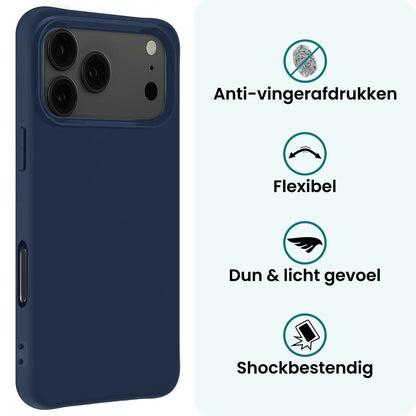 Forterra iPhone 17 Pro Max Hoesje Siliconen Backcover Lichtgewicht - Donkerblauw
