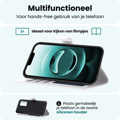 Forterra iPhone 16e Hoesje Bookcase Cover met Kaarthouder - Wit
