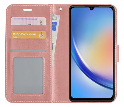 Forterra Samsung A34 Hoesje Bookcase Cover met Kaarthouder - Rosé goud