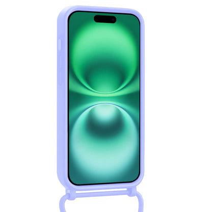 Forterra iPhone 16 Plus Hoesje Met Telefoonkoord en Pasjeshouder Siliconen - Lila