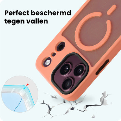 Forterra iPhone 18 Pro Max Hoesje Geschikt voor Magsafe Backcover Shockproof - Perzik