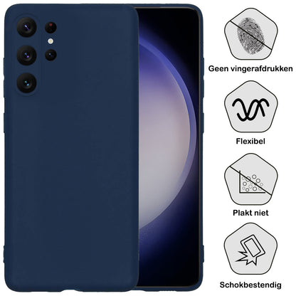 Forterra Samsung S23 Ultra Hoesje Siliconen Backcover Lichtgewicht - Donkerblauw