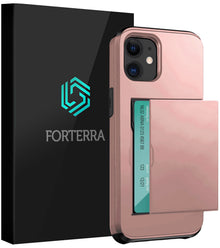 Forterra iPhone 11 Hoesje Kaarthouder Hard Case Shockproof - Rosé goud