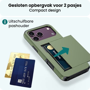 Forterra iPhone 18 Pro Hoesje Kaarthouder Hard Case Shockproof - Donkergroen
