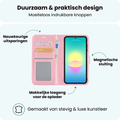 Forterra Samsung A27 Hoesje Bookcase Cover met Kaarthouder - Lichtroze