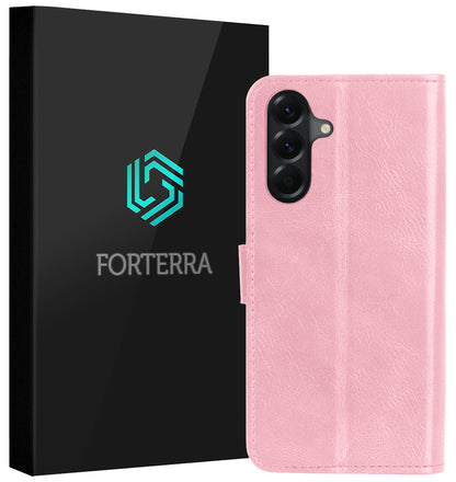 Forterra Samsung A17 Hoesje Bookcase Cover met Kaarthouder - Lichtroze