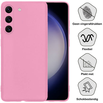 Forterra Samsung S23 Hoesje Siliconen Backcover Lichtgewicht - Roze