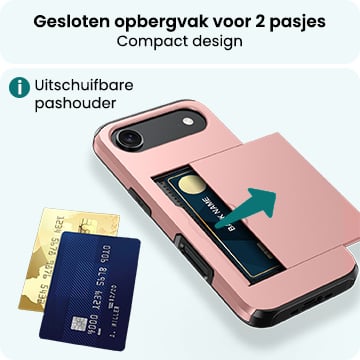 Forterra iPhone Air Hoesje Kaarthouder Hard Case Shockproof - Rosé goud