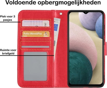Forterra Samsung A12 Hoesje Bookcase Cover met Kaarthouder - Rood