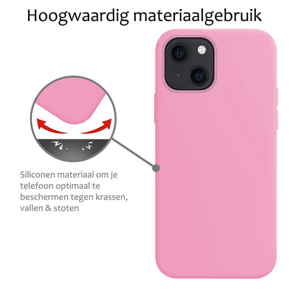 Forterra iPhone 15 Plus Hoesje Siliconen Backcover Lichtgewicht - Lichtroze