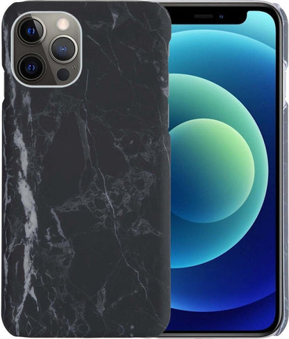 Forterra iPhone 12 Pro Max Hoesje Marmer Hard Case Cover - Zwart