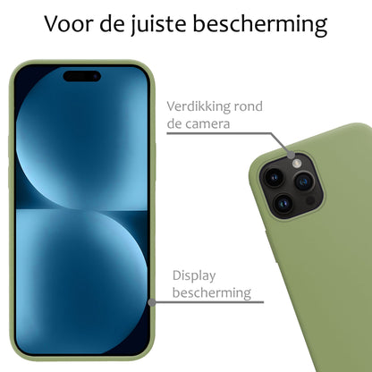 Forterra iPhone 15 Pro Hoesje Siliconen Backcover Lichtgewicht - Groen