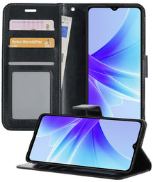 Forterra OPPO A17 Hoesje Bookcase Cover met Kaarthouder - Zwart