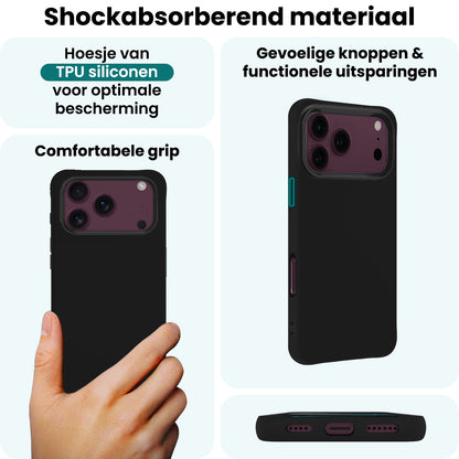 Forterra iPhone 18 Pro Max Hoesje Siliconen Backcover Lichtgewicht - Zwart
